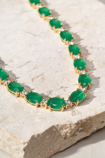 Emerald Crystal &amp; Zircon Oval Necklace
