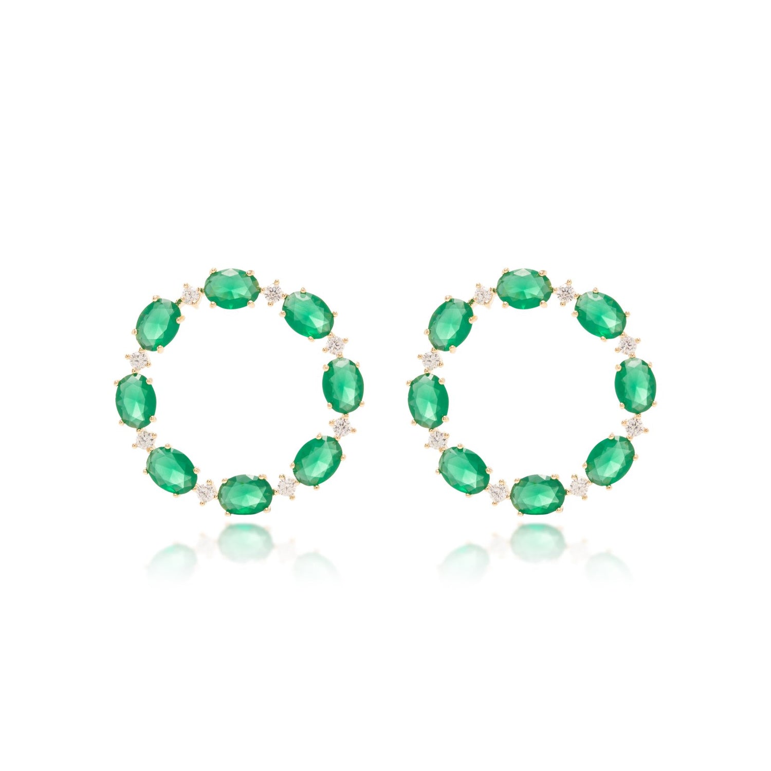 Emerald Crystal &amp; White Zirconia Circle Earrings