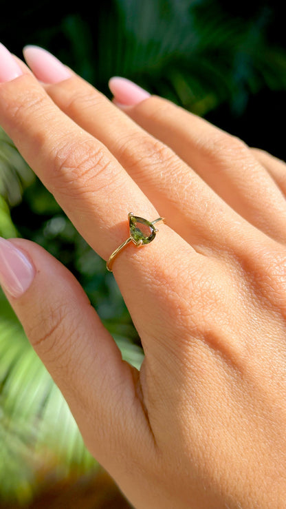 Peridot Teardrop Ring