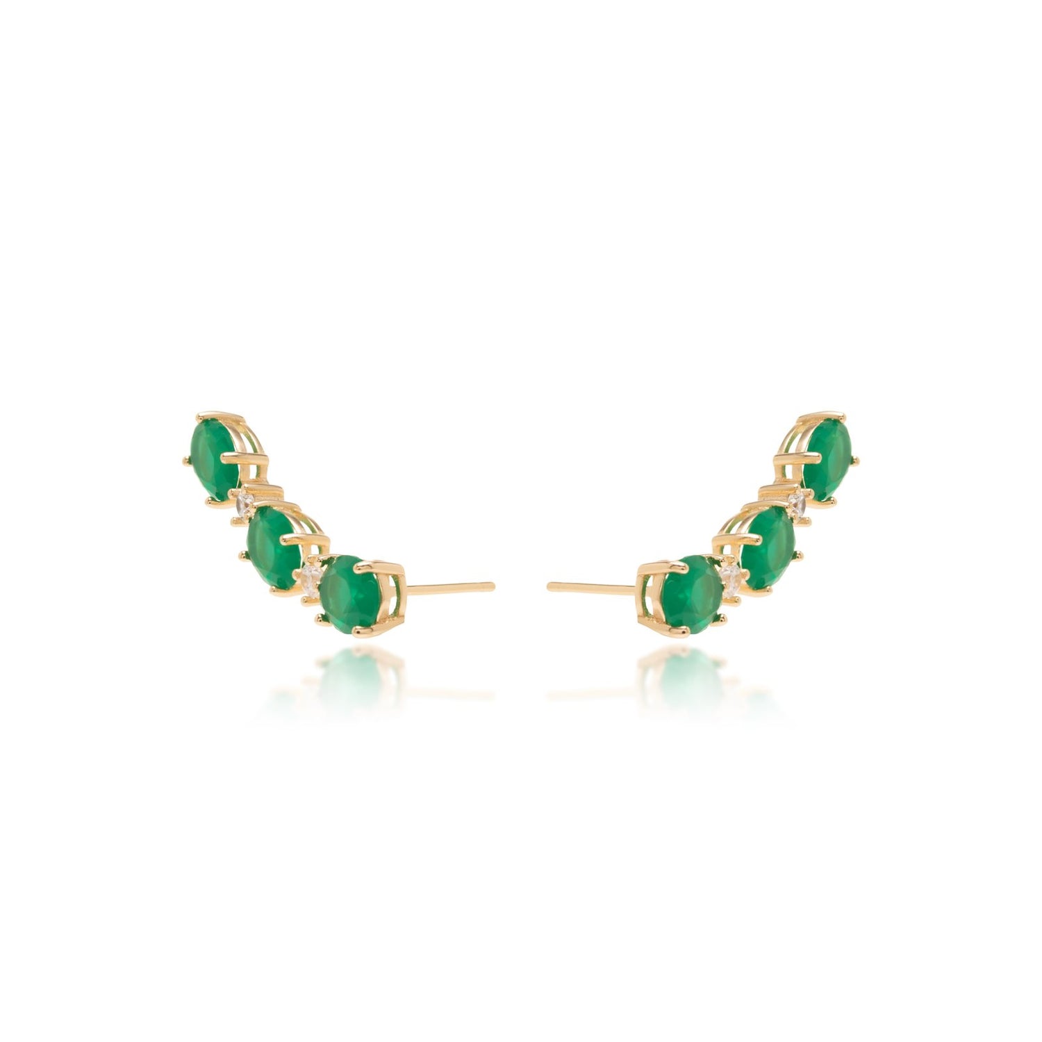 Emerald Crystal &amp; White Zirconia Oval Ear Cuff