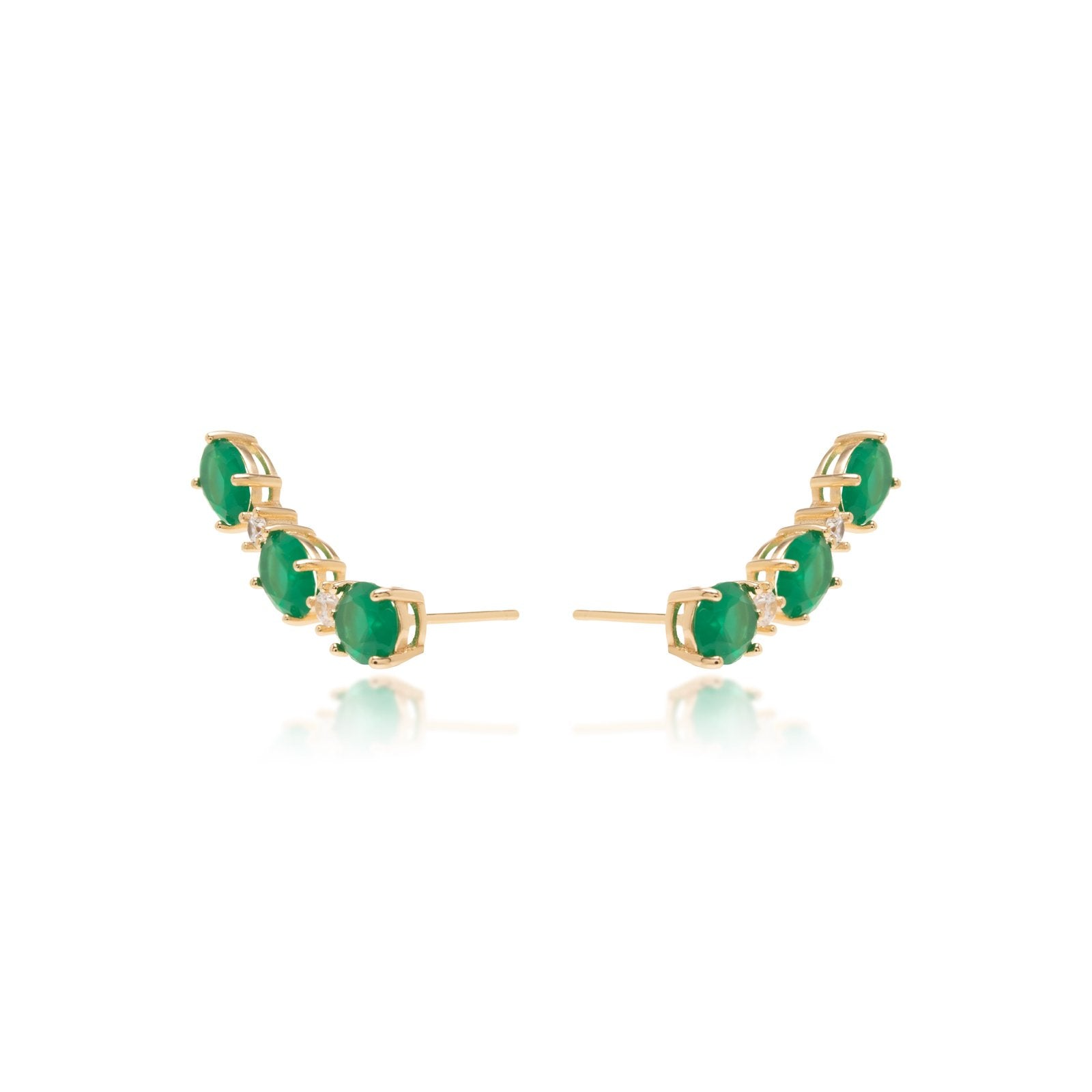 Emerald Crystal &amp; White Zirconia Oval Ear Cuff