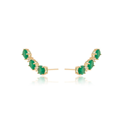 Emerald Crystal &amp; White Zirconia Oval Ear Cuff