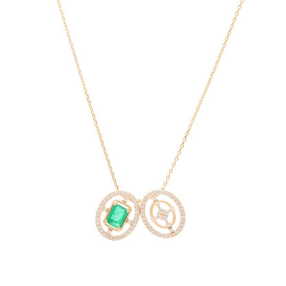 Emerald Crystal Dual Pendant Necklace