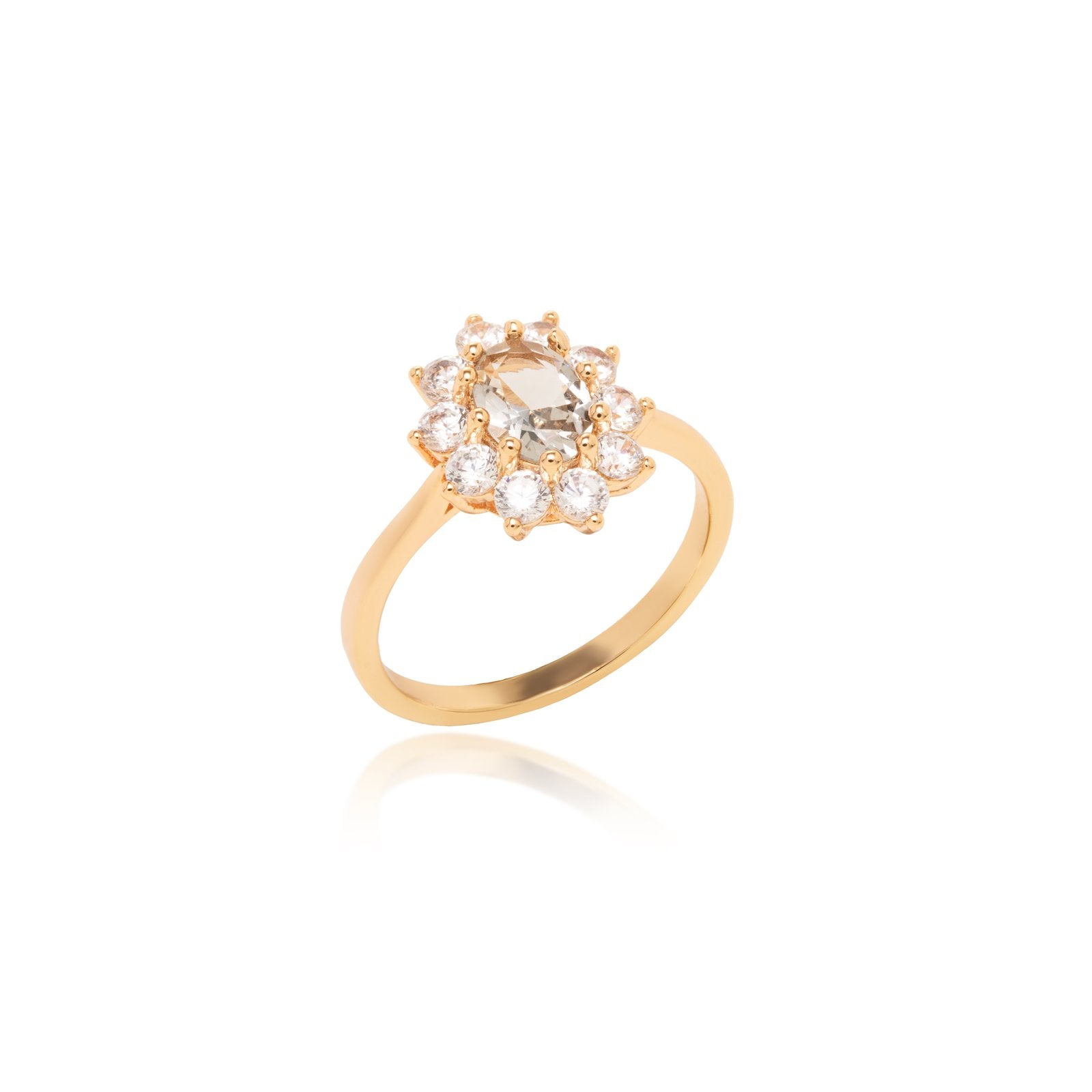 Oval Beryl &amp; White Zirconia Halo Ring