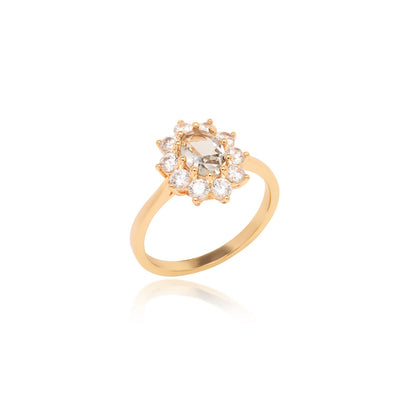 Oval Beryl &amp; White Zirconia Halo Ring
