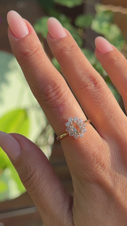 Oval Beryl &amp; White Zirconia Halo Ring