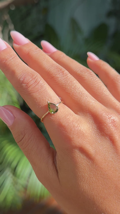 Peridot Teardrop Ring